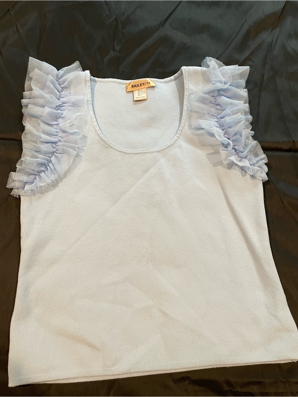 Bailey 44 Pale Blue Ruffled Sleeve Tank